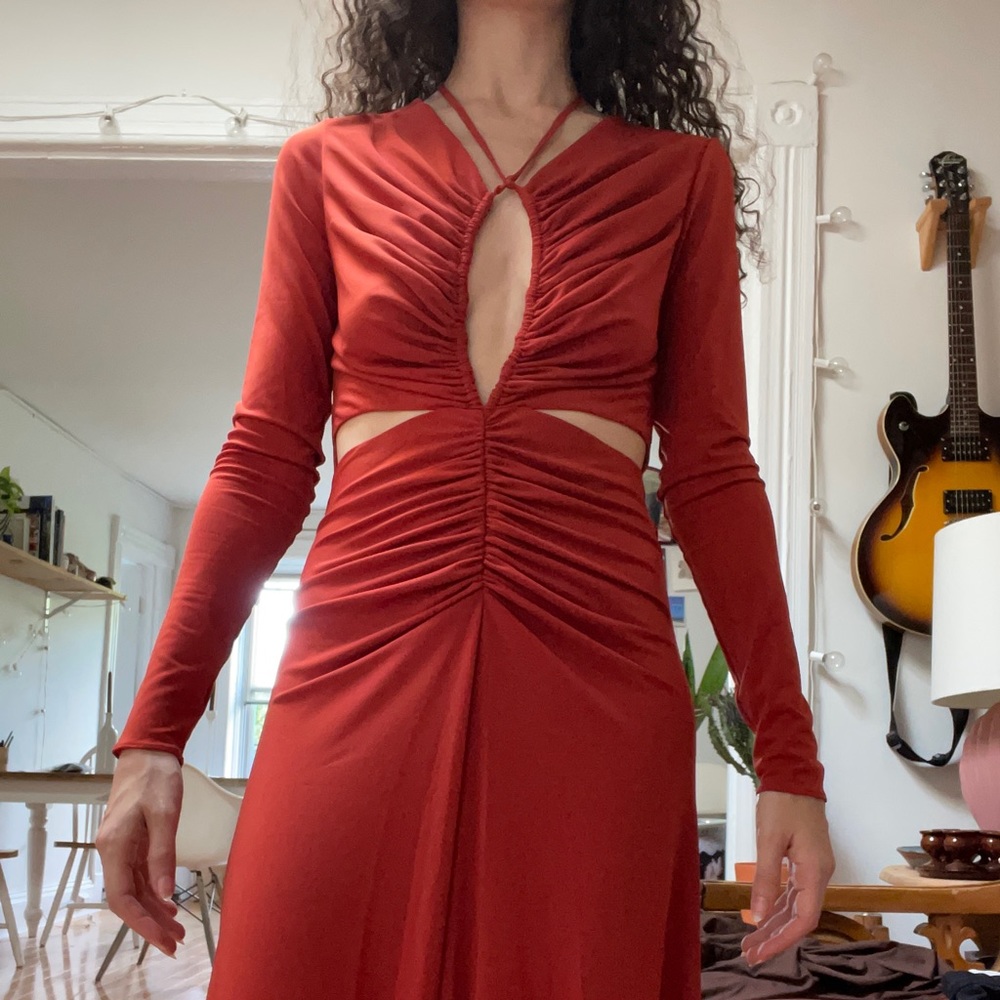 Red 🌹Halston Baylee Shirred Jersey Gown